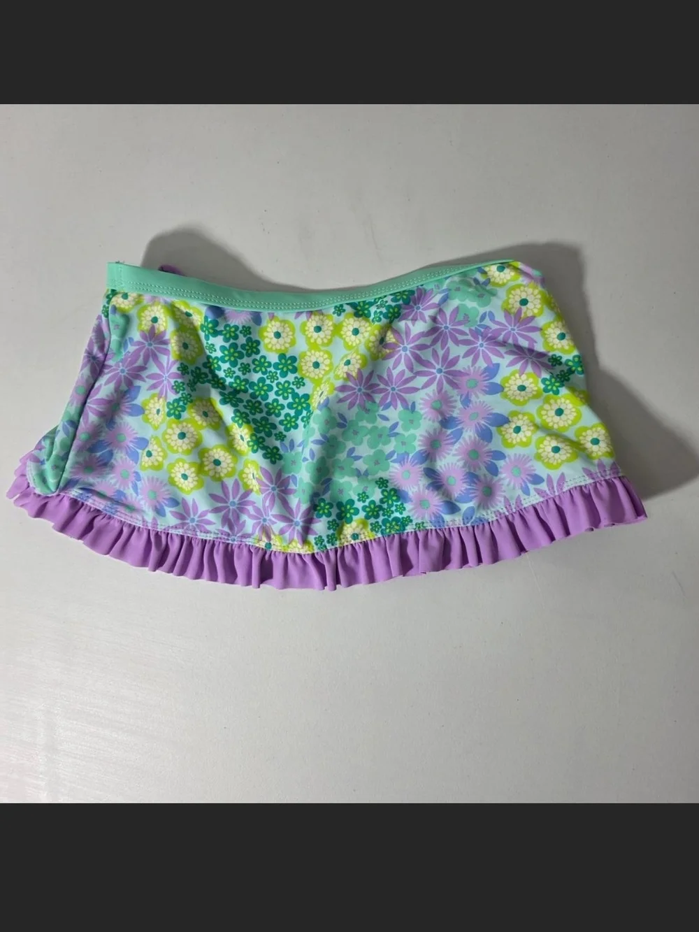 Girls Lavender & Mint Floral Ruffle Swim Coverup Skirt